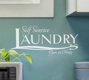 Self Service Laundry Open 24 Hours Wall Decal