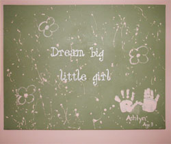 Dream big little girl wall decal with 2 hand-prints