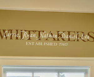 Whittakers Carrie, Ryan, Nathan, Daniel, Eva Established 1989  Wall Decal