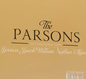 The Parsons Established 1999 - Family Names Serendipity Wall Decal