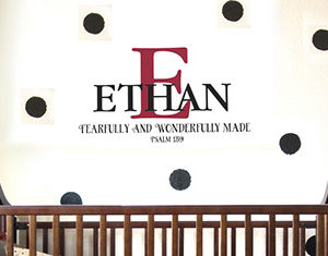 Ethan - Fearfully and wonderfully made Psalm 139 Wall Decal