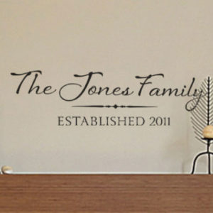 The Jones Family Established 2011 - Natura Family Name Wall Decal