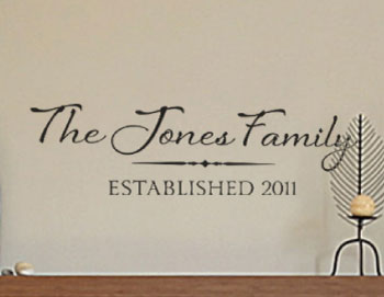 The Jones Family Established 2011 - Natura Family Name Wall Decal