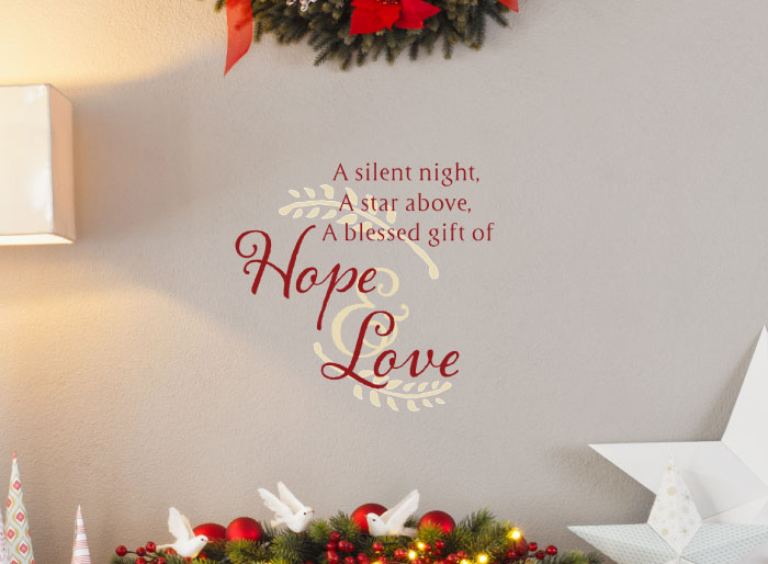 A silent night, a star above, a blessed gift Wall Decal A silent night, a star above, a blessed gift Wall Decal