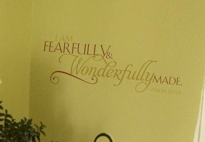 I am fearfully and wonderfully made. - Psalm 139:14 Wall Decal I am fearfully and wonderfully made. - Psalm 139:14 Wall Decal