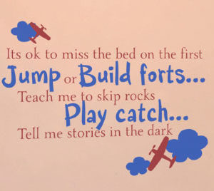It's ok to miss the bed on the first jump Wall Decal