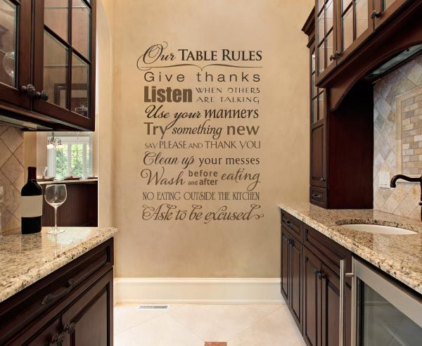 Our Table Rules - Give Thanks. Listen When Others Are Talking Wall Decal