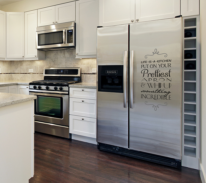 Life is a kitchen. Wall Decal Life is a kitchen. Put on your prettiest apron Wall Decal