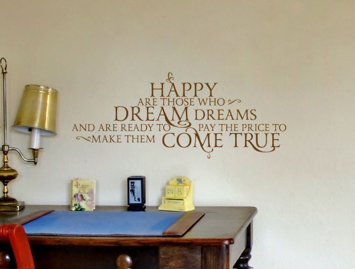 The Key to Happiness is Having Dreams Success Wall Decal Vinyl Art Quote IN70