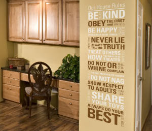 Our House Rules. Be Kind. Obey the First Time. Wall Decal