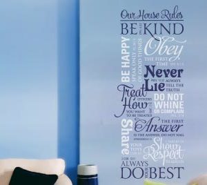 Our House Rules. Be Kind. Be Happy. Share Your Toys Wall Decal