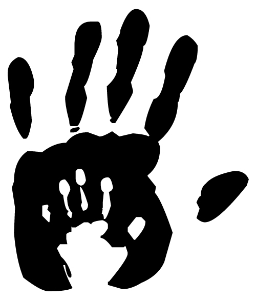 Father-Child Left Handprint Pair 1B Lettering Art 14-5 Wall Decal