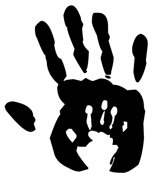 Father-Child Right Handprint Pair 1A Lettering Art 14-4 Wall Decal