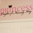 Princess Emersyn wall decal in a pink colored wall painted with a big name PRINCESS with a crown above it.
