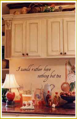style wall lettering above kitchen counter in Victorian kitchen