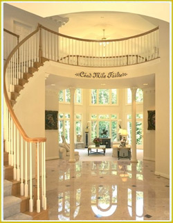 Irish greeting wall lettering along balustrade in foyer