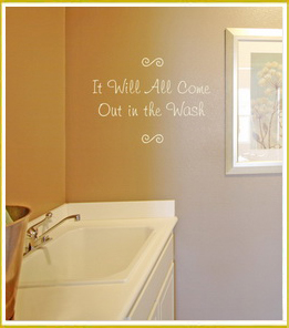 inspirational wall decal above sink in laundry room