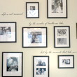 Inspirational wall decal with photos on families in black and white background
