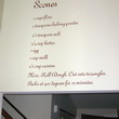 Scones recipe wall decal in the kitchen area facing the stairway.
