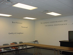 Inscriptions on both sides of the wall in the board room.
